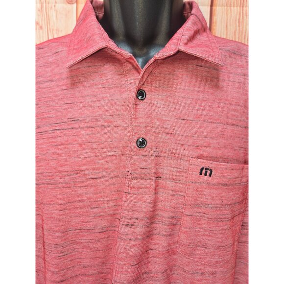 Travis Mathew Mens Red Heathered Polo Medium Pima Cotton Blend - Picture 3 of 9